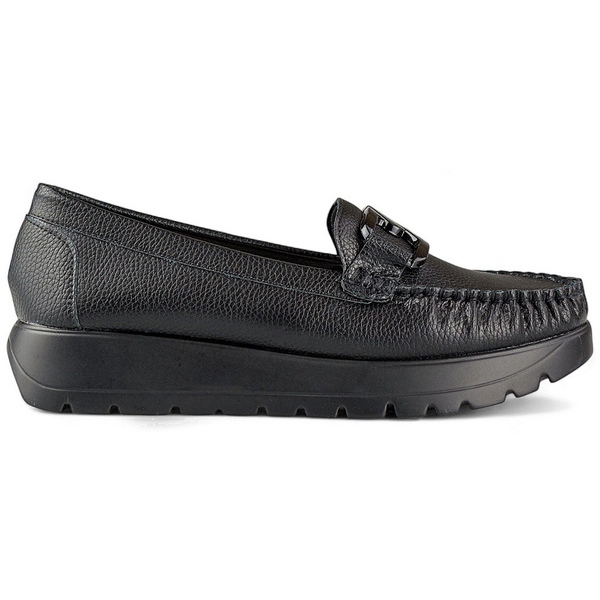 Mocassino da donna con suola spessa, nero 24-21339B