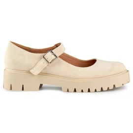 Décolleté da donna in pelle scamosciata fissate con fibbia beige