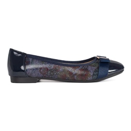 Ballerine da donna blu navy con punta in vernice