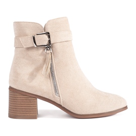 Stivaletti da donna con tacco alto in camoscio beige chiaro