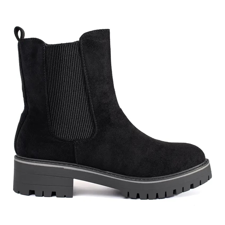 Stivaletti bassi in camoscio nero con inserto elastico