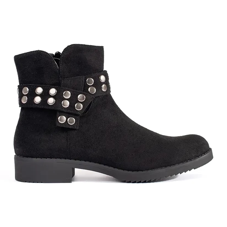 Stivaletti bassi da donna in camoscio con strass nero