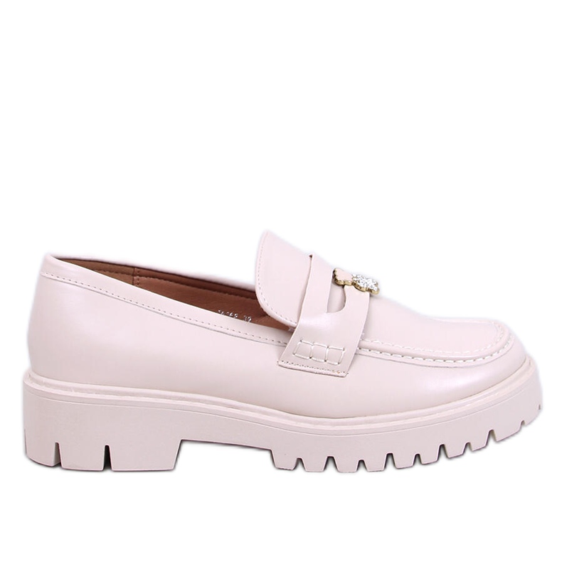 Mocassini platform beige con decorazione