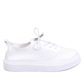 Sneakers bianche traforate realizzate in ecopelle bianco