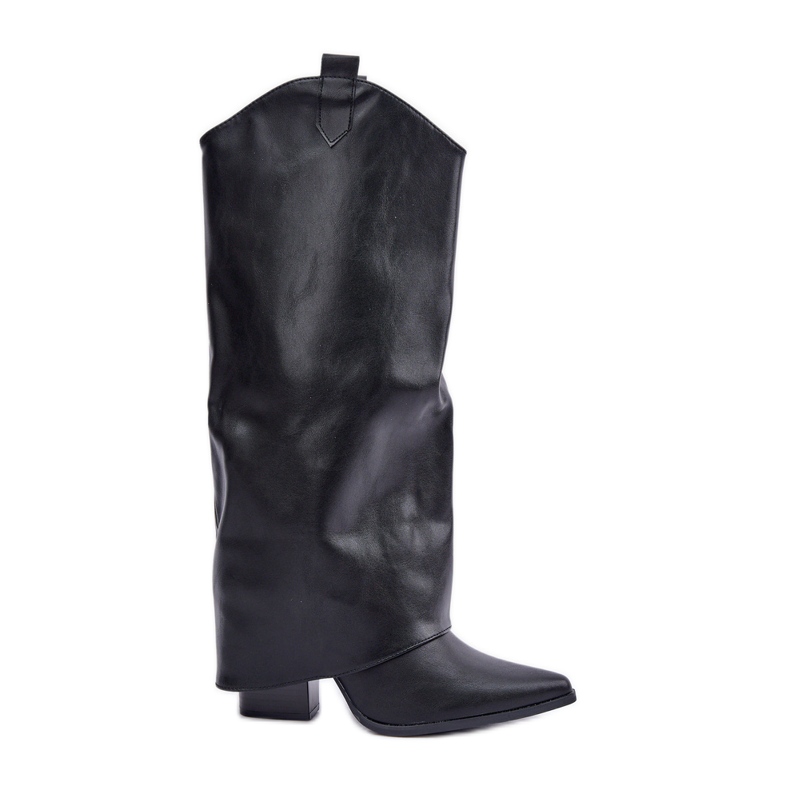 Stivali slip-on con tomaia risvoltata sul tacco, neri nero