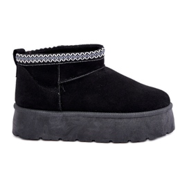 Stivali da neve con plateau neri con ricami decorativi nero