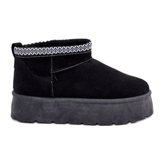 Stivali da neve con plateau neri con ricami decorativi nero
