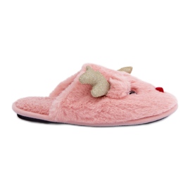 Pantofole natalizie pelose rosa con motivo di renne