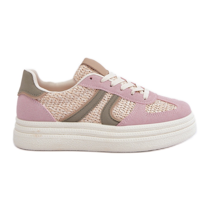 Sneakers Da Donna Con Platform Intrecciata Rosa/Multicolor