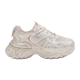Sneakers da donna Beige con Abrasioni sul Platform