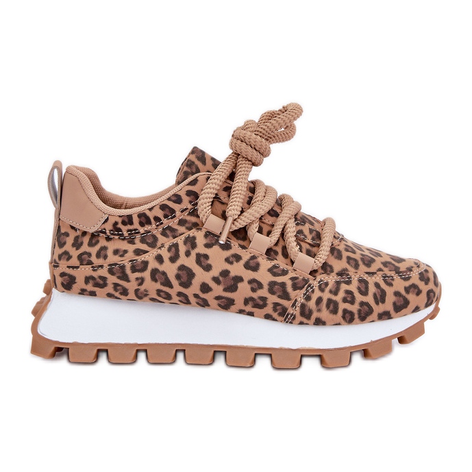 Scarpe sportive con piattaforma sneakers leopardate marroni beige