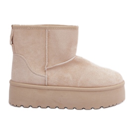 Stivali da neve con plateau da donna, beige chiaro