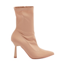 Stivaletti in tessuto beige scuro