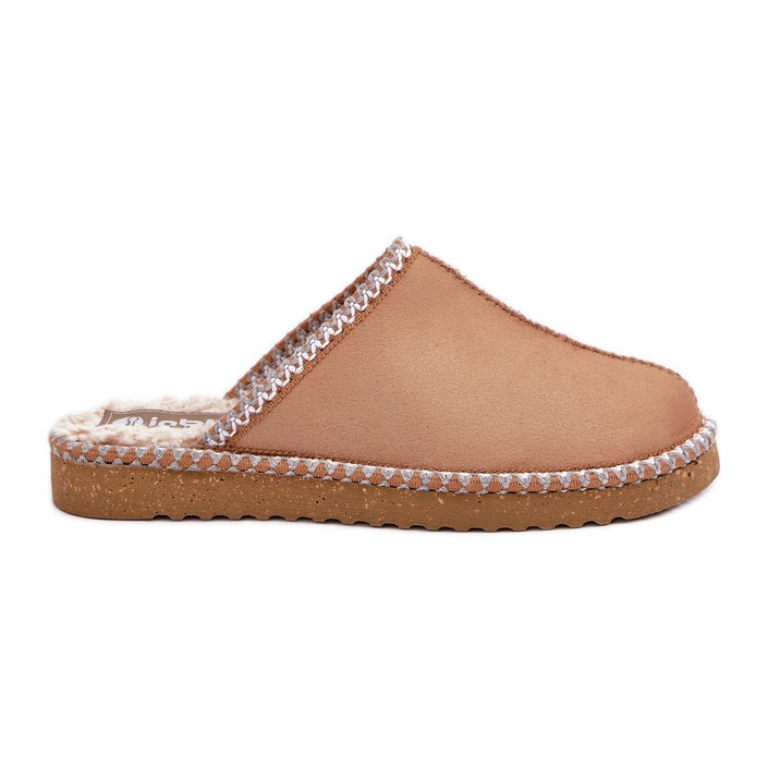 Inblu Pantofole da donna in cammello con scarpe da casa ricamate marrone