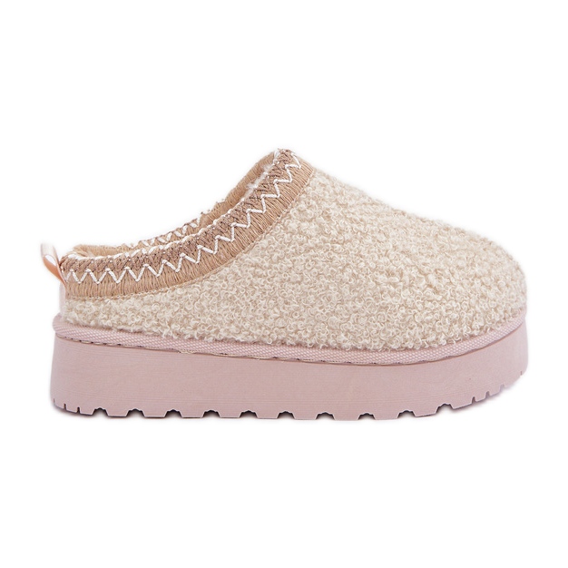 Doposci per bambini con pelliccia, tipo montone, beige chiaro