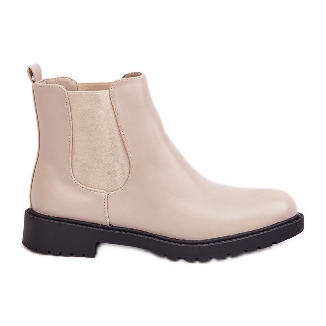 Stivaletti Chelsea da donna con tacco piatto, beige