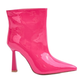 Stivaletti slip-on con tacco alto in vernice, Fucsia rosa