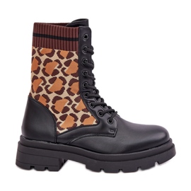 Stivaletti Worker Da Donna Con Stampa Leopardata Penthis Nero