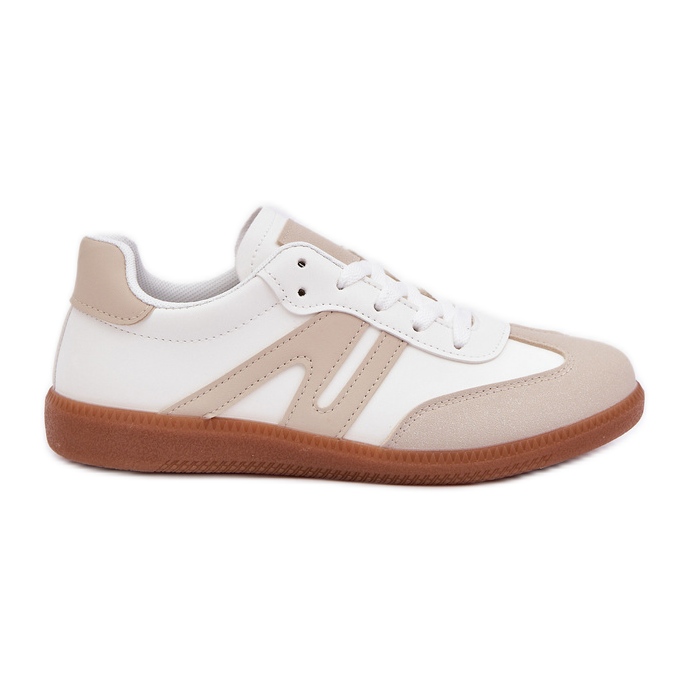 Sneakers Basse da Donna Realizzate in Eco Pelle, Colore Bianco e Beige Navidemi
