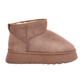 Doposci con plateau realizzati in eco suede, colore beige scuro
