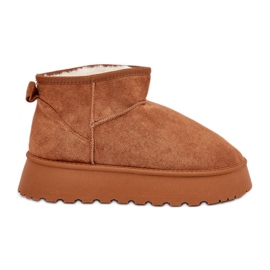 Doposci con plateau realizzati in eco-camoscio Camel marrone