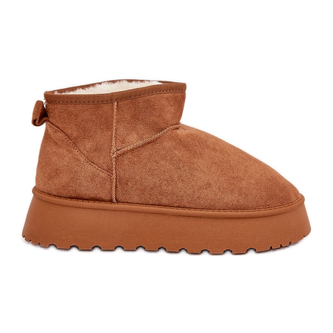 Doposci con plateau realizzati in eco-camoscio Camel marrone