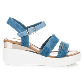 Vices Sandali con zeppa in denim blu