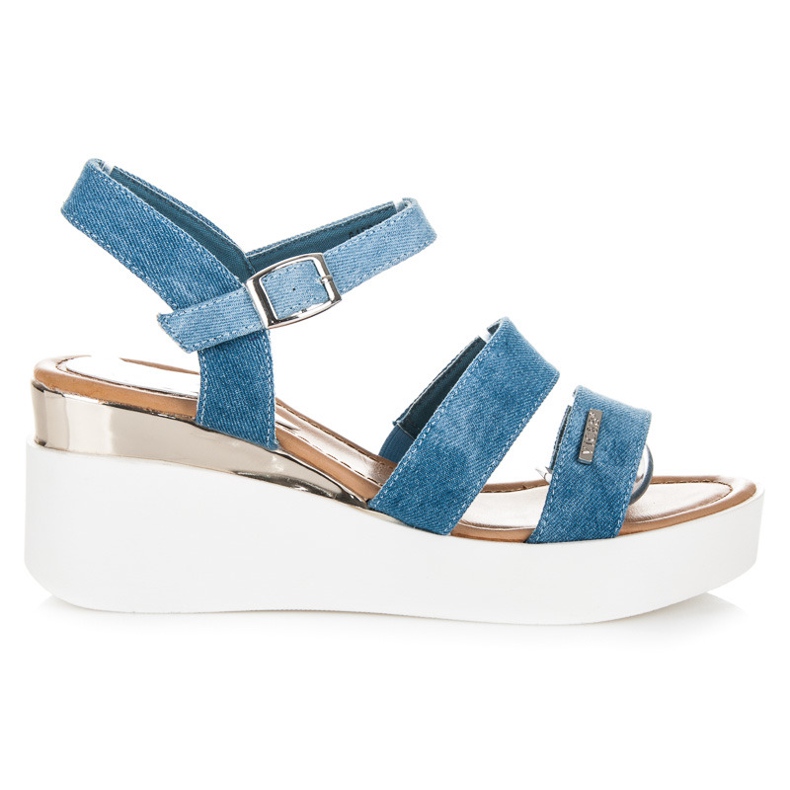 Vices Sandali con zeppa in denim blu