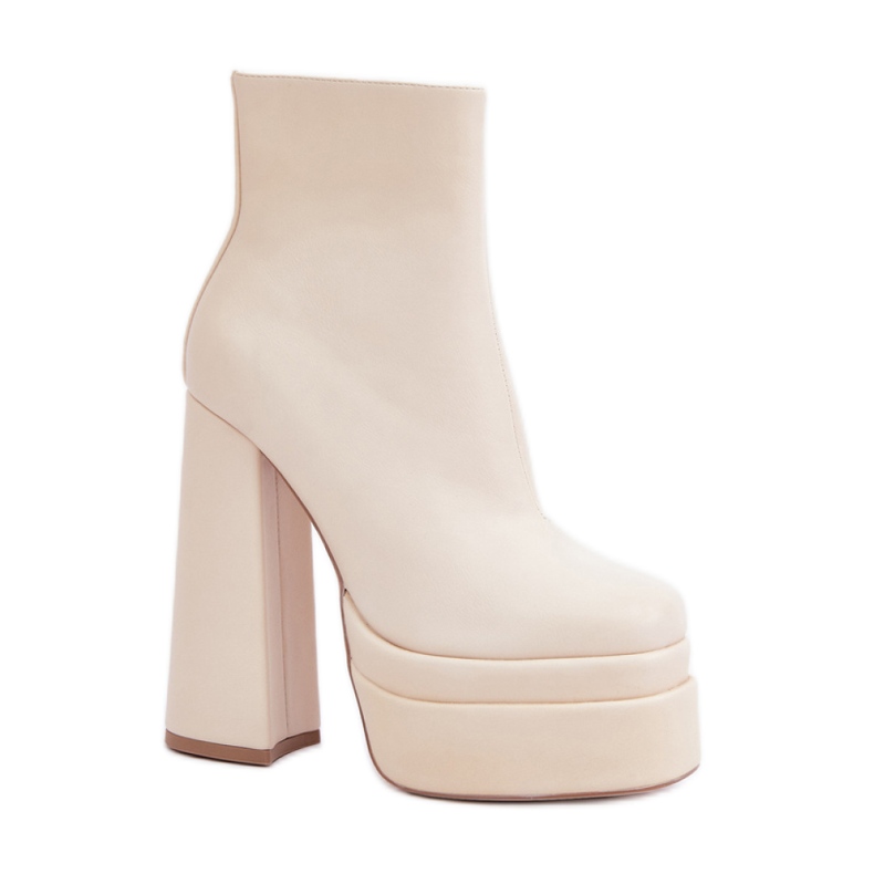 Stivali platform da donna beige