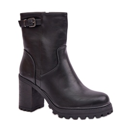 Eleganti stivaletti neri da donna con tacco alto nero