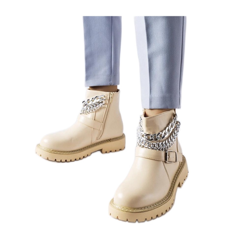 Stivaletti beige con catene decorative Mezzavia - Solea