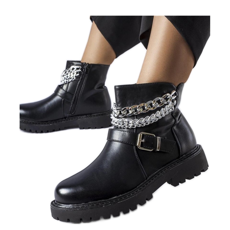 Stivaletti neri con catene decorative Mezzavia - Solea nero