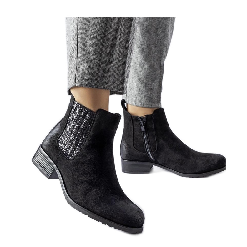 Stivaletti piatti neri con inserto decorativo di Arnoux - Solea nero