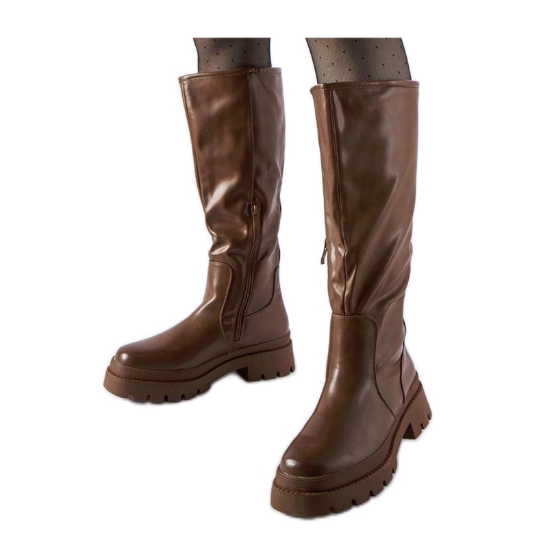 Stivali classici piatti marroni di Christien - Solea marrone