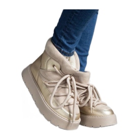 Doposci con plateau beige isolati con pelliccia Sapphi - Solea