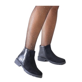 Stivaletti neri con motivo pelle di coccodrillo, eco-suede Mifsada - Solea nero