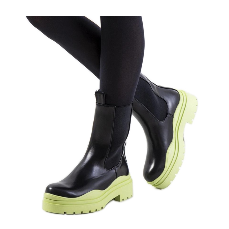 Stivaletti neri con suola verde Nester - Solea nero