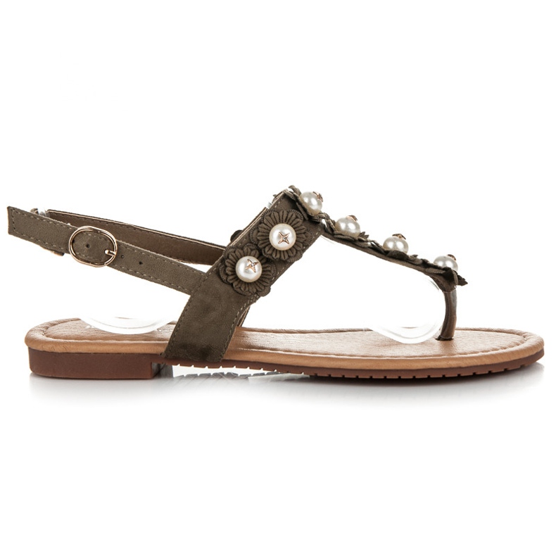 Ideal Shoes Infradito con fiori verde