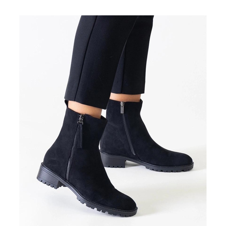 Stivaletti alti neri su plateau in eco-suede di Zahra - Solea nero