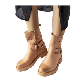 Stivaletti beige traforati con catena di Procopio - Solea