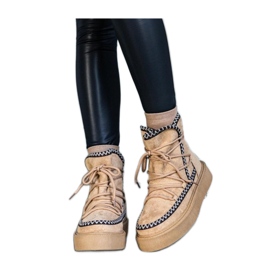 Doposci beige stringati su plateau decorato con ricamo Mckenzie - Solea