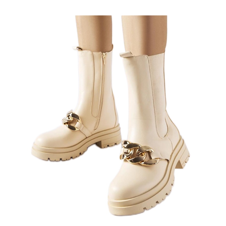 Stivaletti beige con catena di Thierry - Solea