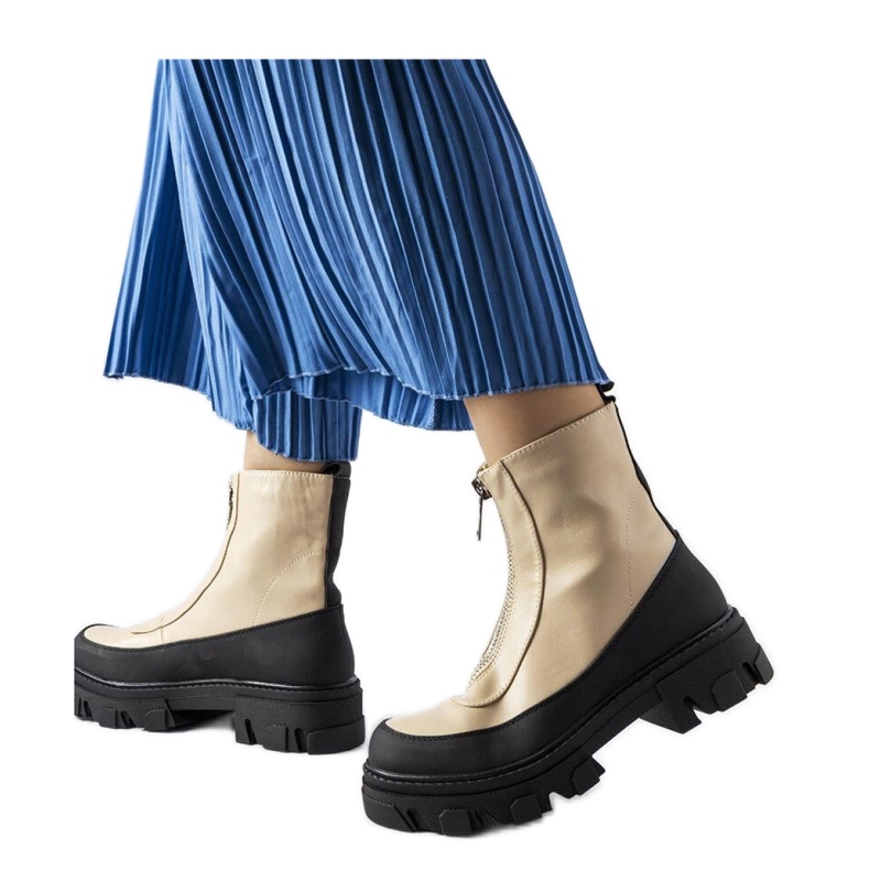 Stivaletti massicci beige con cerniera di Morley - Solea