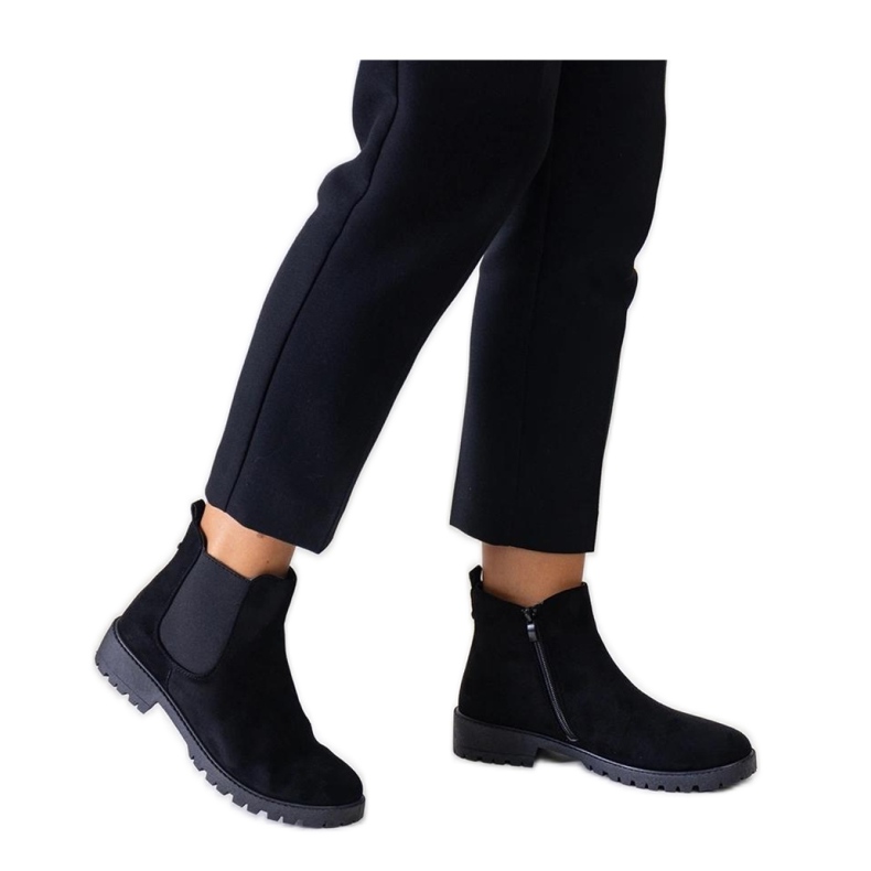 Stivaletti casual classici neri realizzati in eco-camoscio Sabre - Solea nero