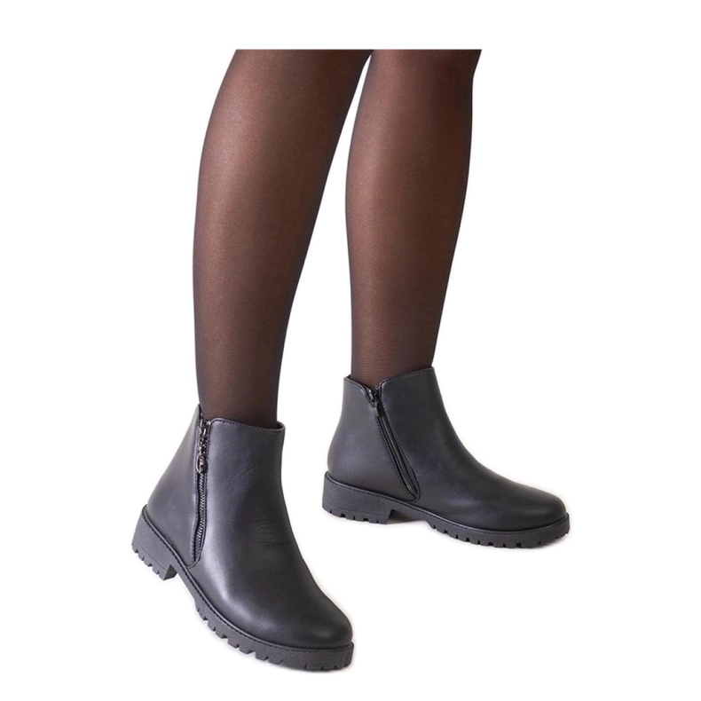 Stivaletti neri con inserti metallici, ecopelle Branda - Solea nero