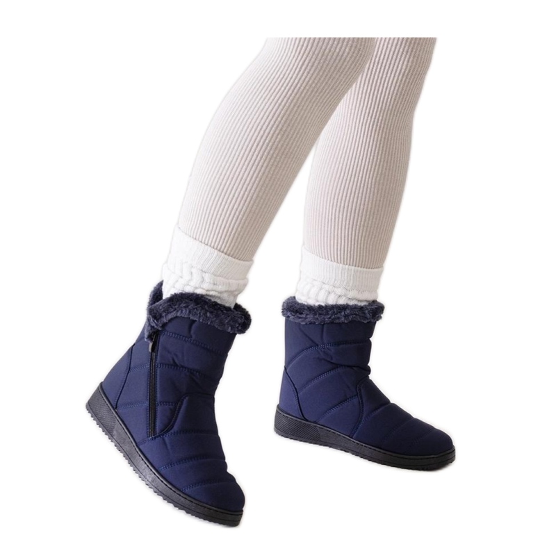 Doposci blu navy decorati con pelliccia