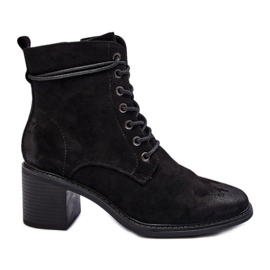 Stivaletti stringati in camoscio nero