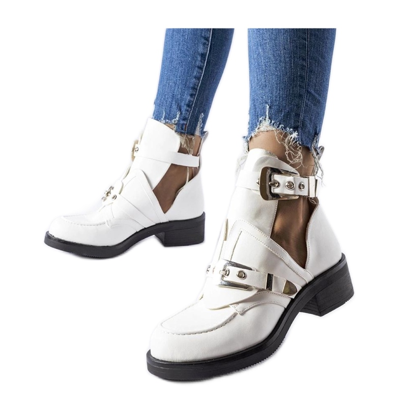 Stivaletti bianchi con ritagli bianca