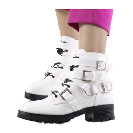 Stivaletti da donna con cerniera e fibbie, colore bianco