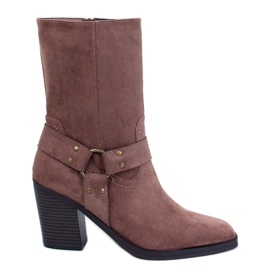 Stivali da cowboy in pelle scamosciata color kaki marrone